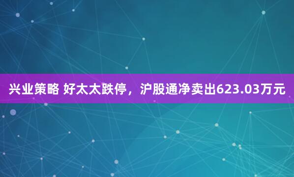 兴业策略 好太太跌停，沪股通净卖出623.03万元